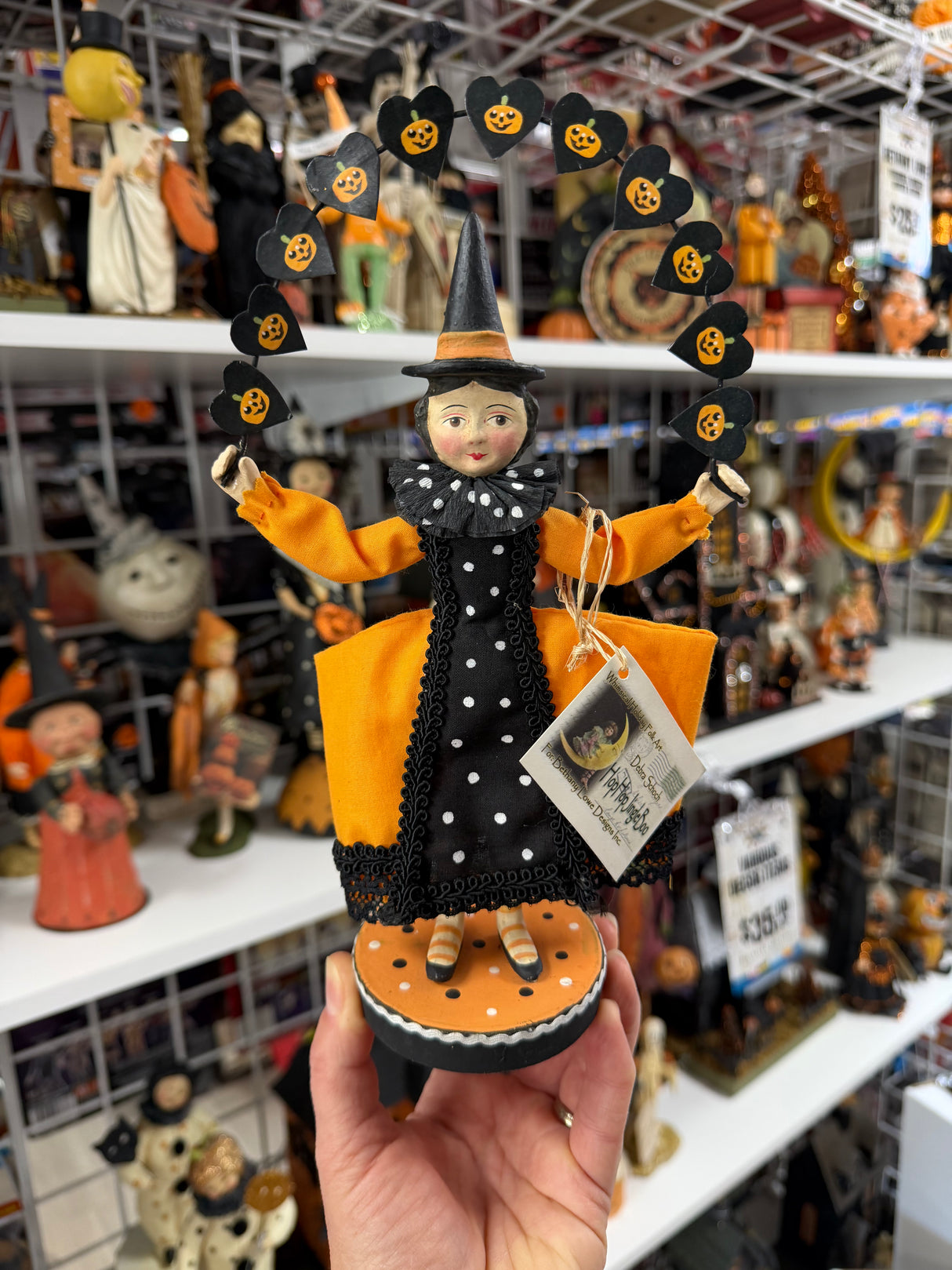 Witch with Pumpkin Heart Garland — Debra Schoch for Bethany Lowe