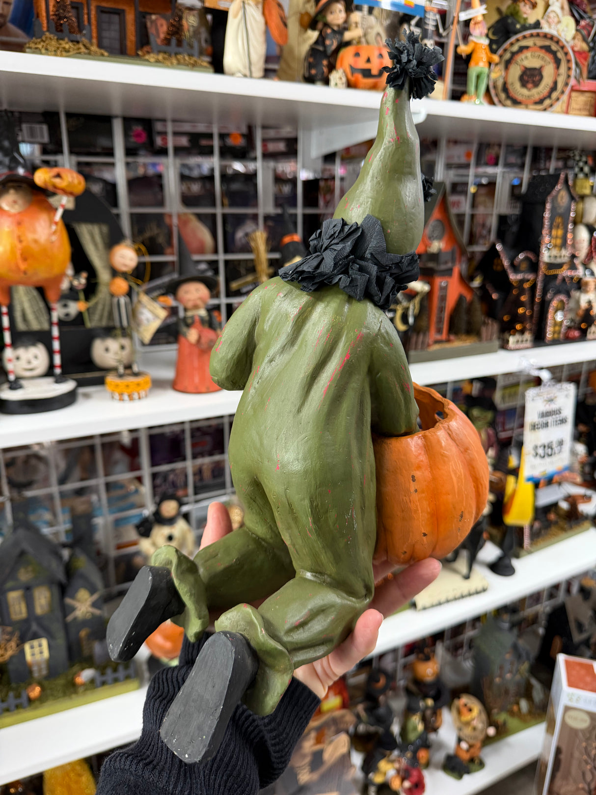 Lighting the Pumpkin Boy — Bethany Lowe Saturday Evening Post Figurine