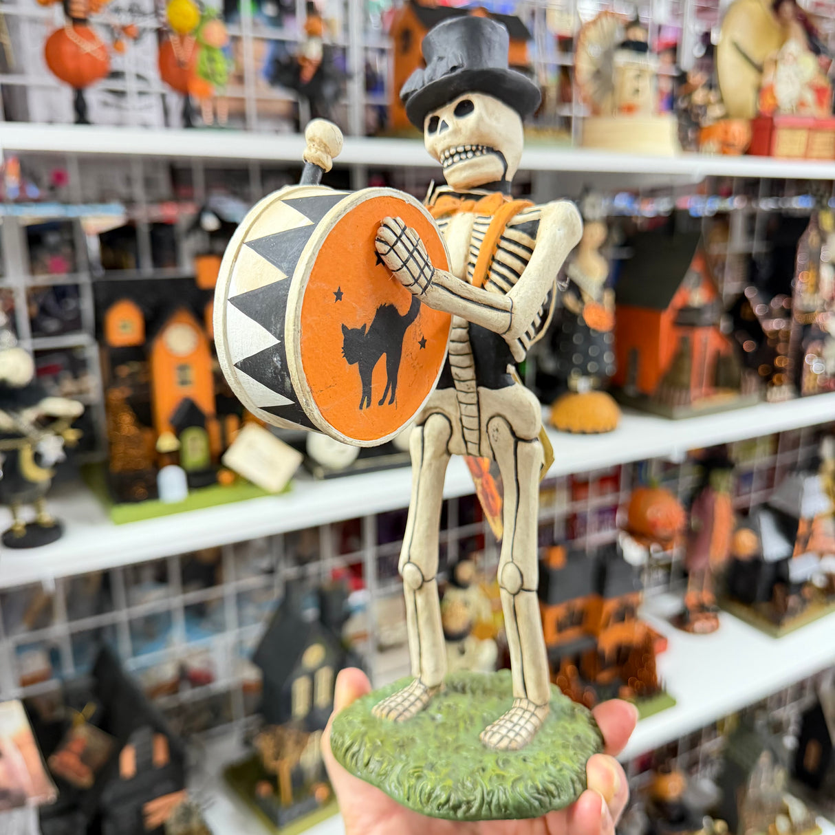 Skeleton Wake Drummer — Bethany Lowe Halloween Figurine