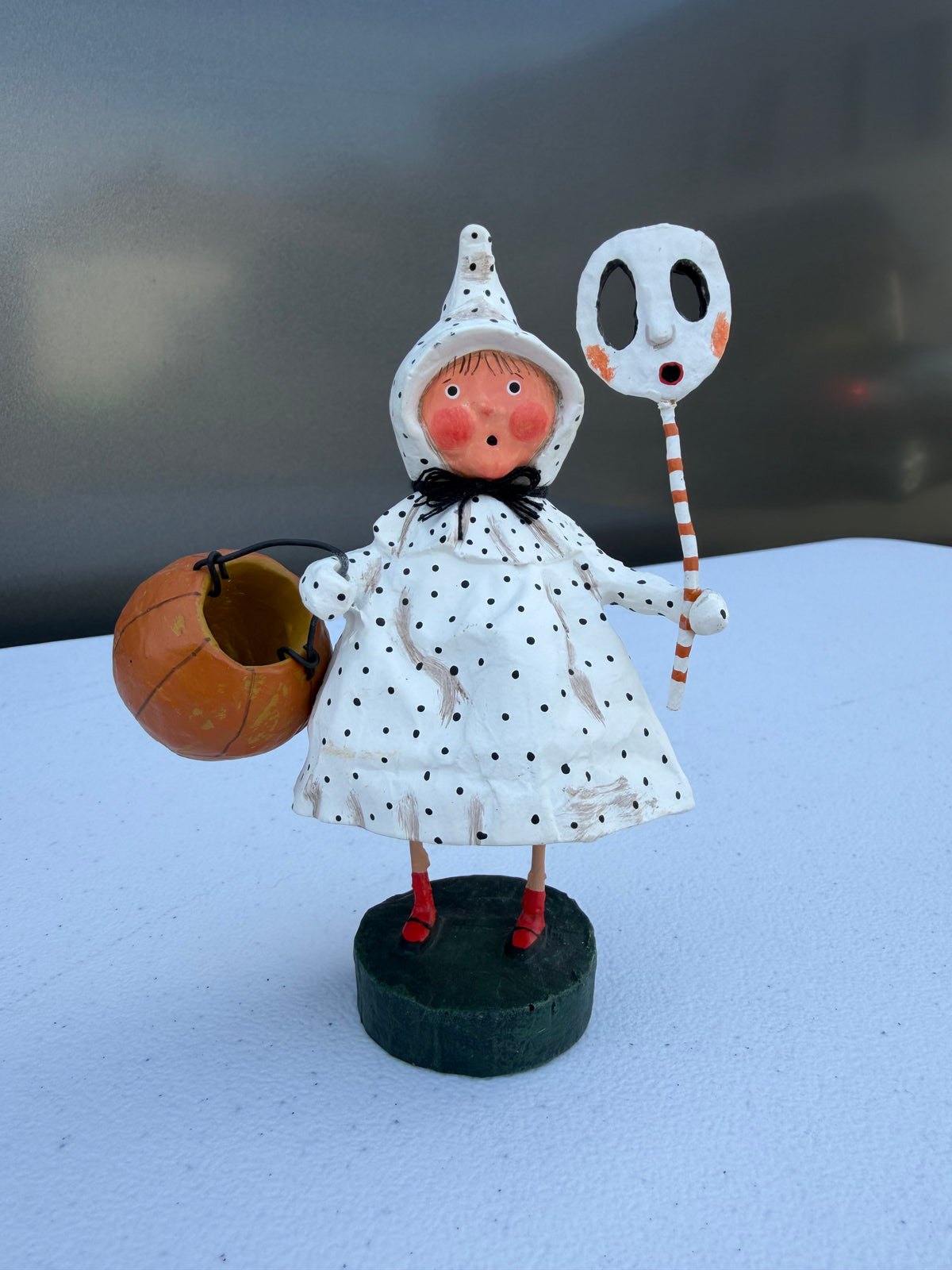 Polka-Dottie Boo Halloween Figurine— Lori Mitchell Halloween Figurine