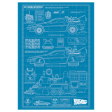 Back to the Future Time Machine Blueprint Art Print (with protective toploader)