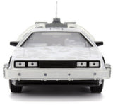 Back to the Future die-cast 1:24 scale "Hollywood Rides" light-up DeLorean Time Machine (Frosted)