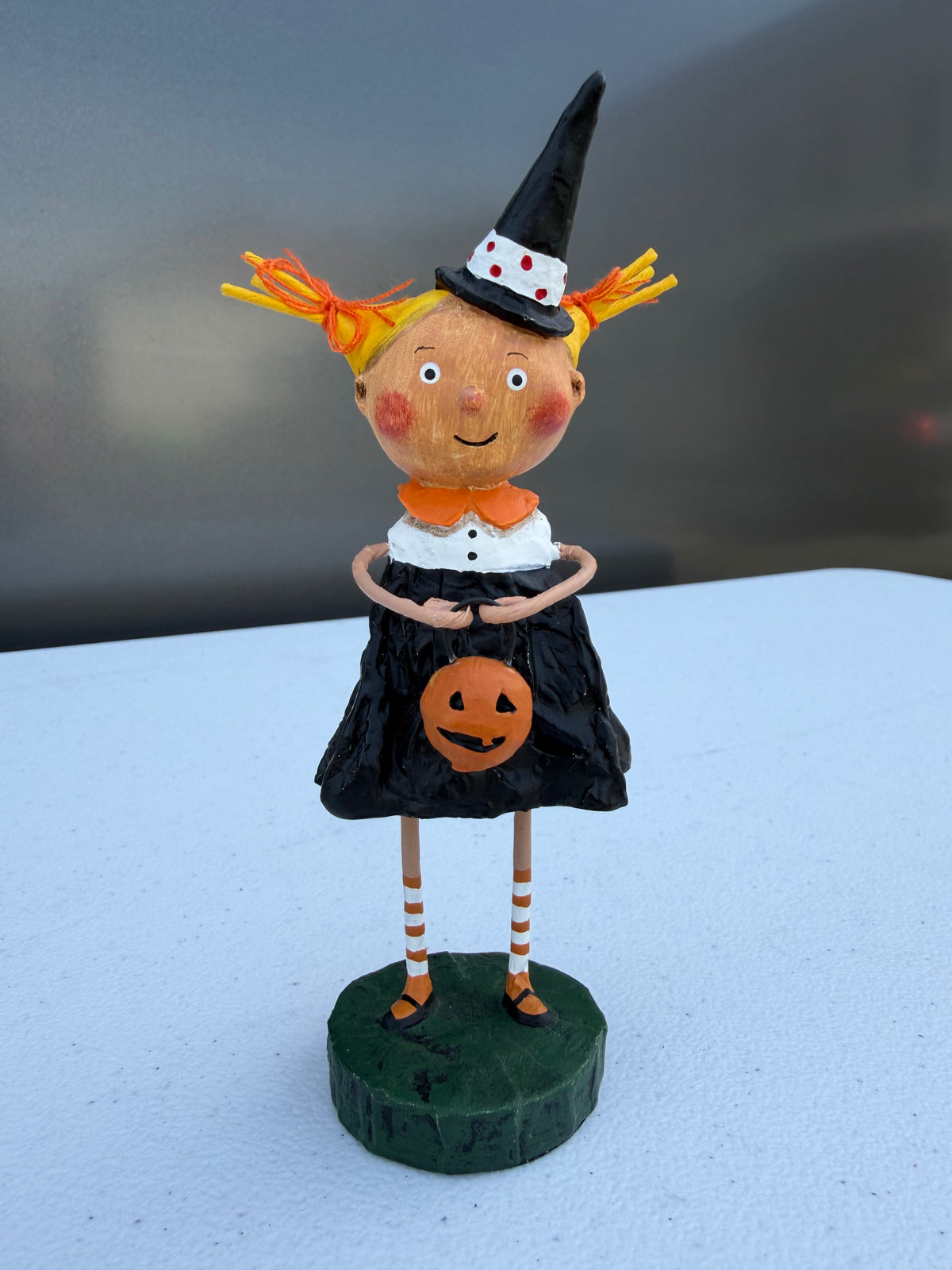Blonde Witch with Pumpkin Bucket — Lori Mitchell Halloween Figurine