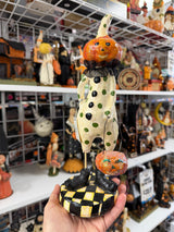Pumpkin Clown with Glittered Pumpkin Pail — Halloween Figurine