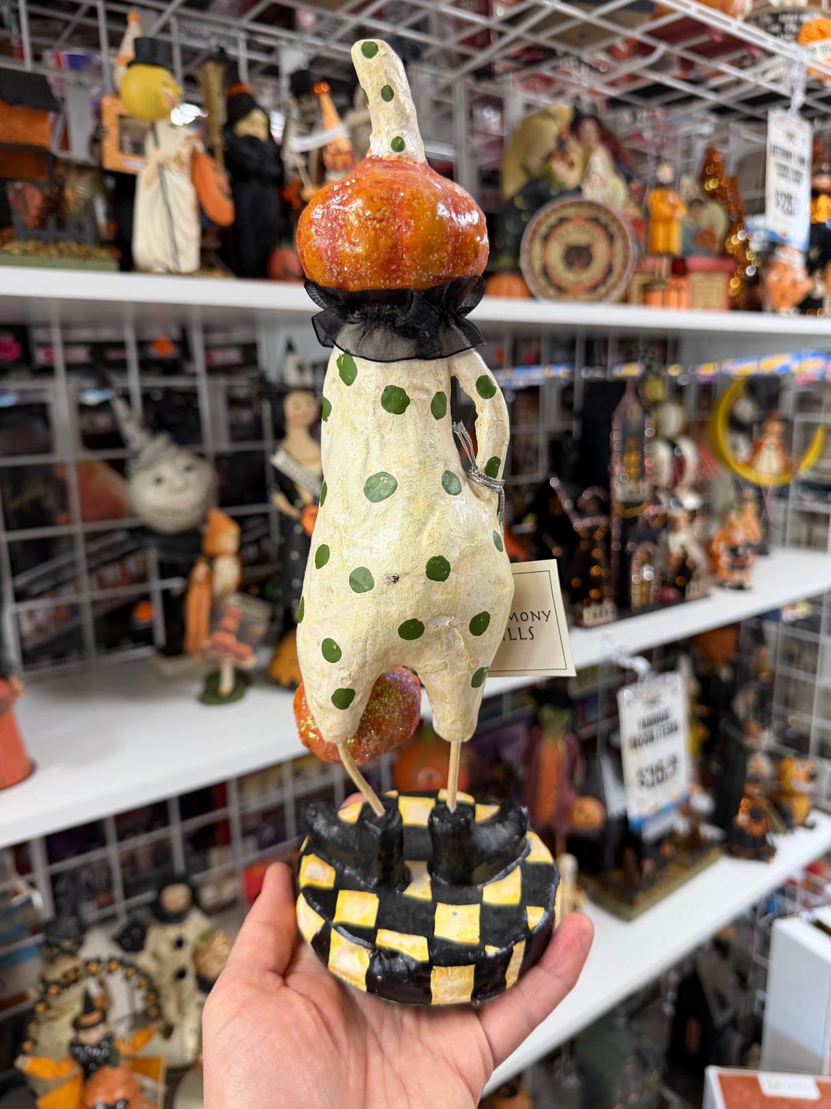 Pumpkin Clown with Glittered Pumpkin Pail — Halloween Figurine