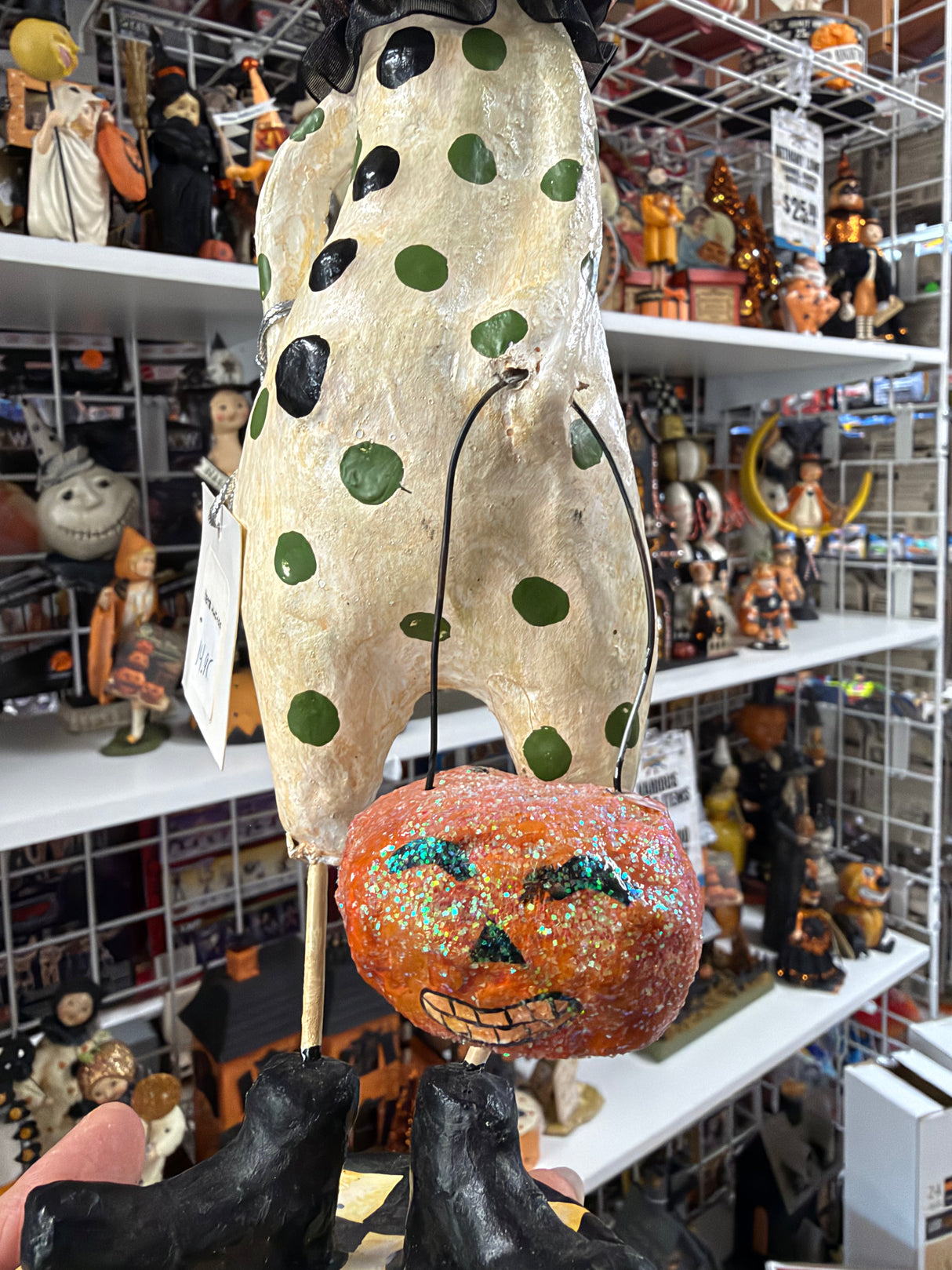 Pumpkin Clown with Glittered Pumpkin Pail — Halloween Figurine
