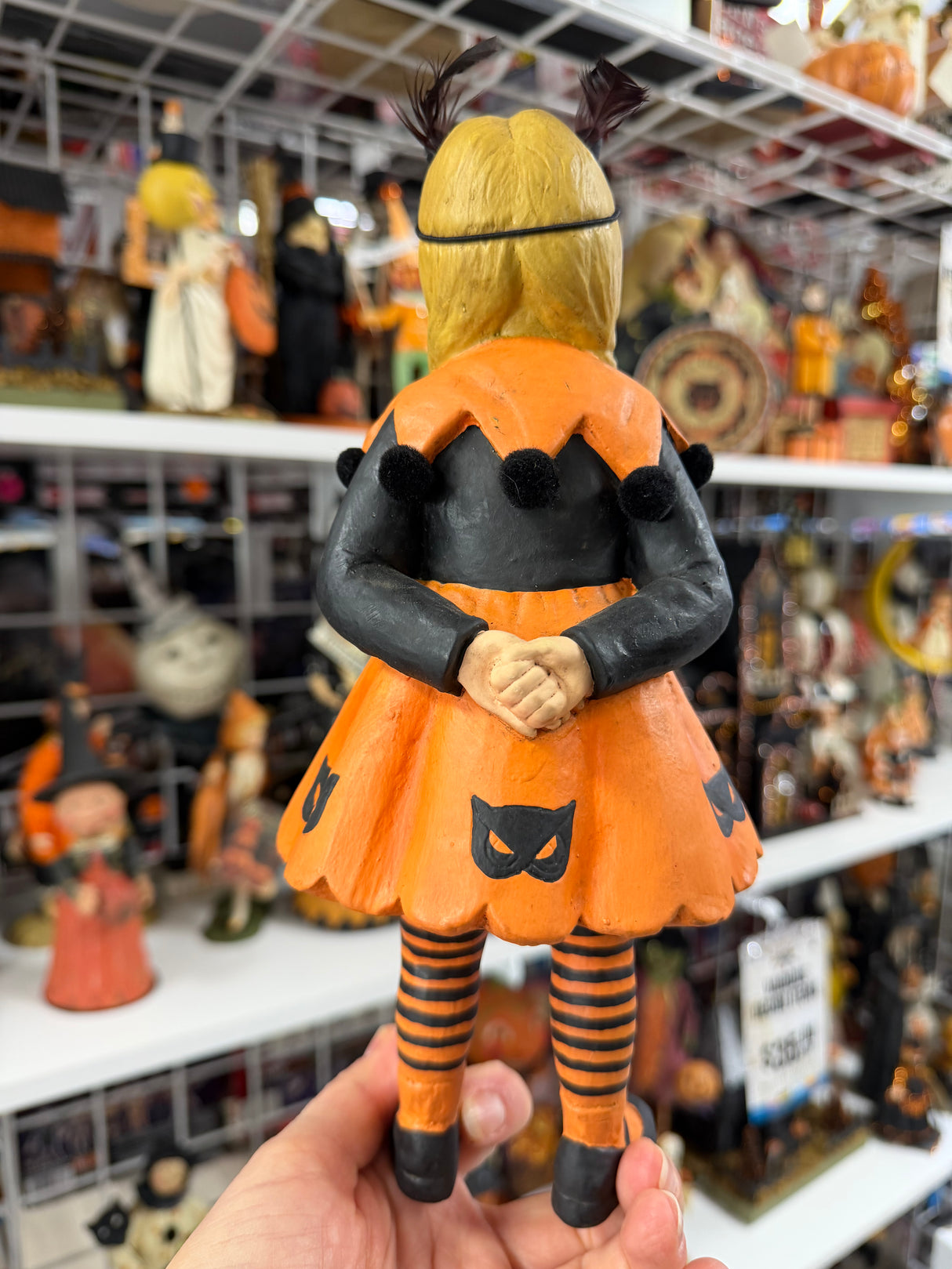 Masked Halloween Witch Doll with Orange Dress — Bethany Lowe