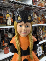 Masked Halloween Witch Doll with Orange Dress — Bethany Lowe