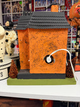 Orange Haunted House with Black Cat — Bethany Lowe