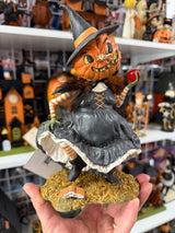 Bethany Lowe "Playing with Magic Witch" Pumpkin Head Figurine