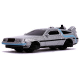 Back to the Future Trilogy die-cast 1⅔-inch Nano "Hollywood Rides" DeLorean Time Machine 3-pack