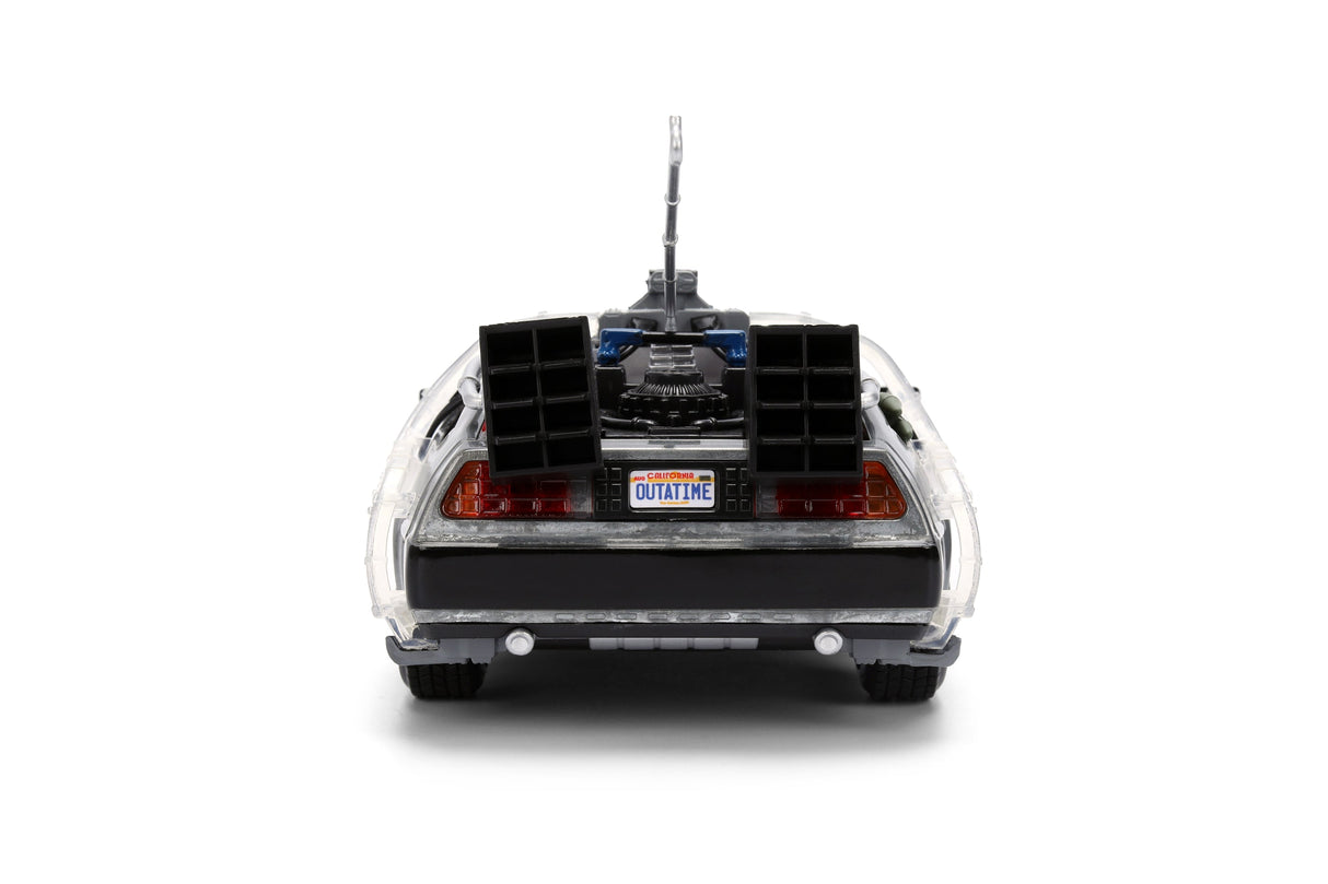 Back to the Future die-cast 1:24 scale 40th Anniversary "Hollywood Rides" light-up DeLorean Time Machine