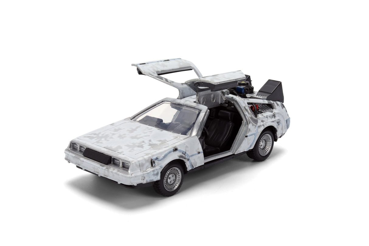 Back to the Future die-cast 1:32 scale 40th Anniversary "Hollywood Rides" DeLorean Time Machine (Frost Finished)