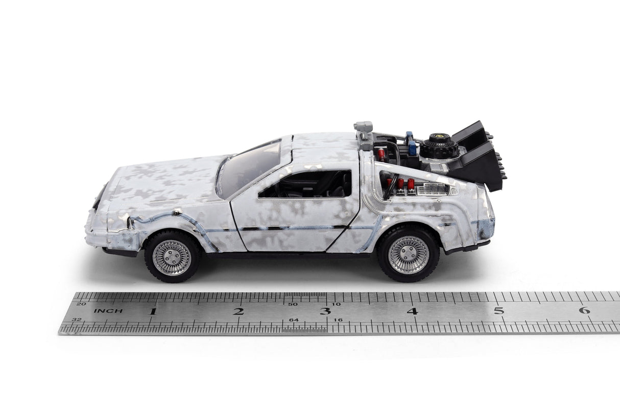 Back to the Future die-cast 1:32 scale 40th Anniversary "Hollywood Rides" DeLorean Time Machine (Frost Finished)