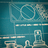 Back to the Future Time Machine Blueprint Art Print (with protective toploader)