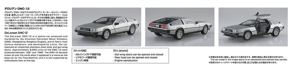 1982 DeLorean DMC-12 1:24 Scale Model Kit
