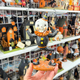 Bethany Lowe Halloween Skeleton Clown with Wire Bat Accents