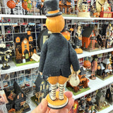 Pumpkin-Costumed Child with Top Hat — Bethany Lowe Figurine