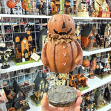 Pumpkin Man with Burlap Collar Halloween Figurine